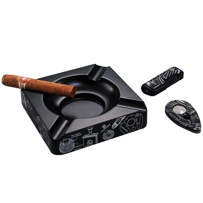 CIGARLOONG cigar ashtray set  Cigar lighter + cigar knife + cigar ashtray 3 set