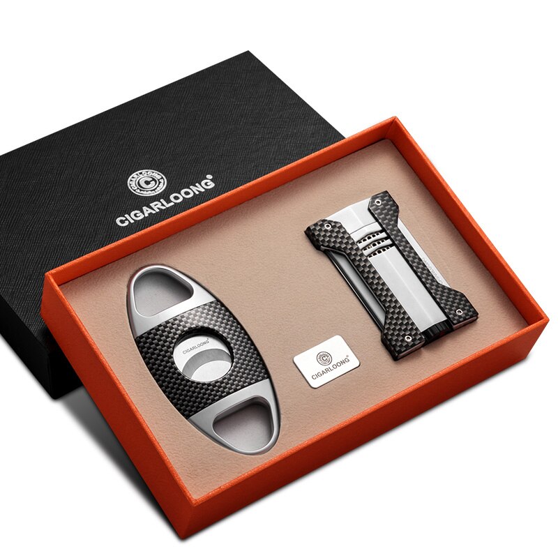 Cigar Lighter 2pcs Set Portable Windproof Lighter With Stainless Steel Sharpness