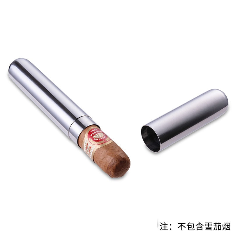 Free shipping New Gadgets Portable Stainless steel single cigar tube